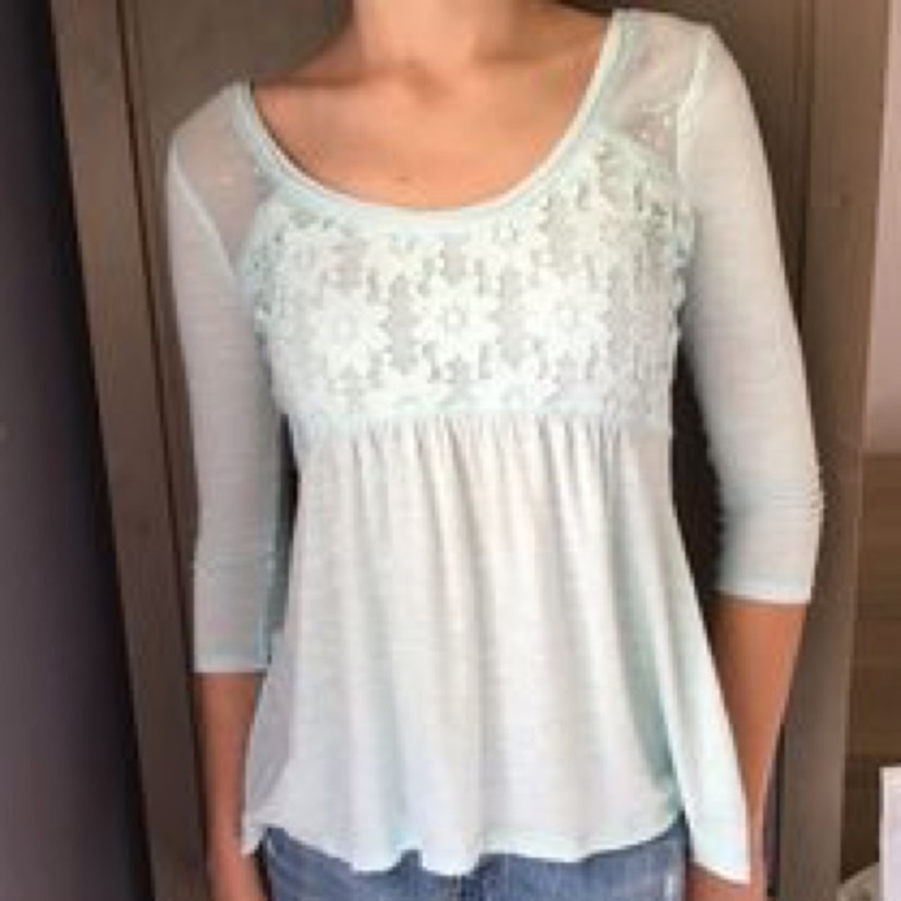 Ladies Light Blue Top with sequin detail